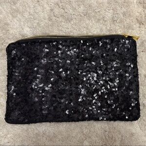 👛Black Sequin Clutch with Gold Zipper